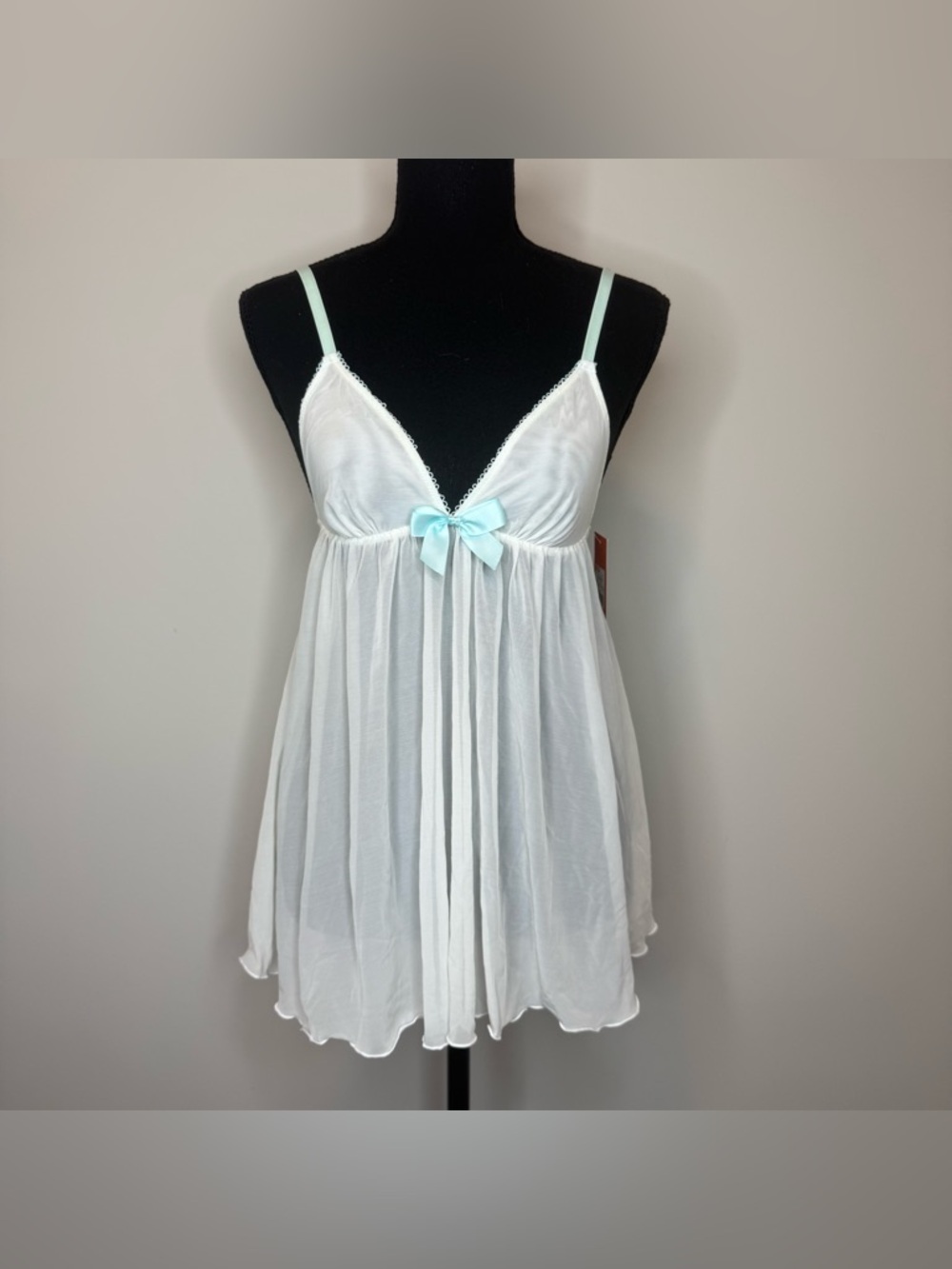gillian omalley white mesh babydoll teddy lingerie tank vintage